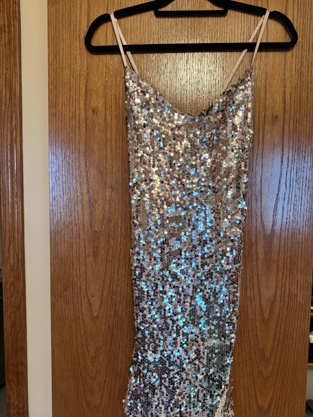 Speechless Rose Gold Sequin Mini Slip Dress